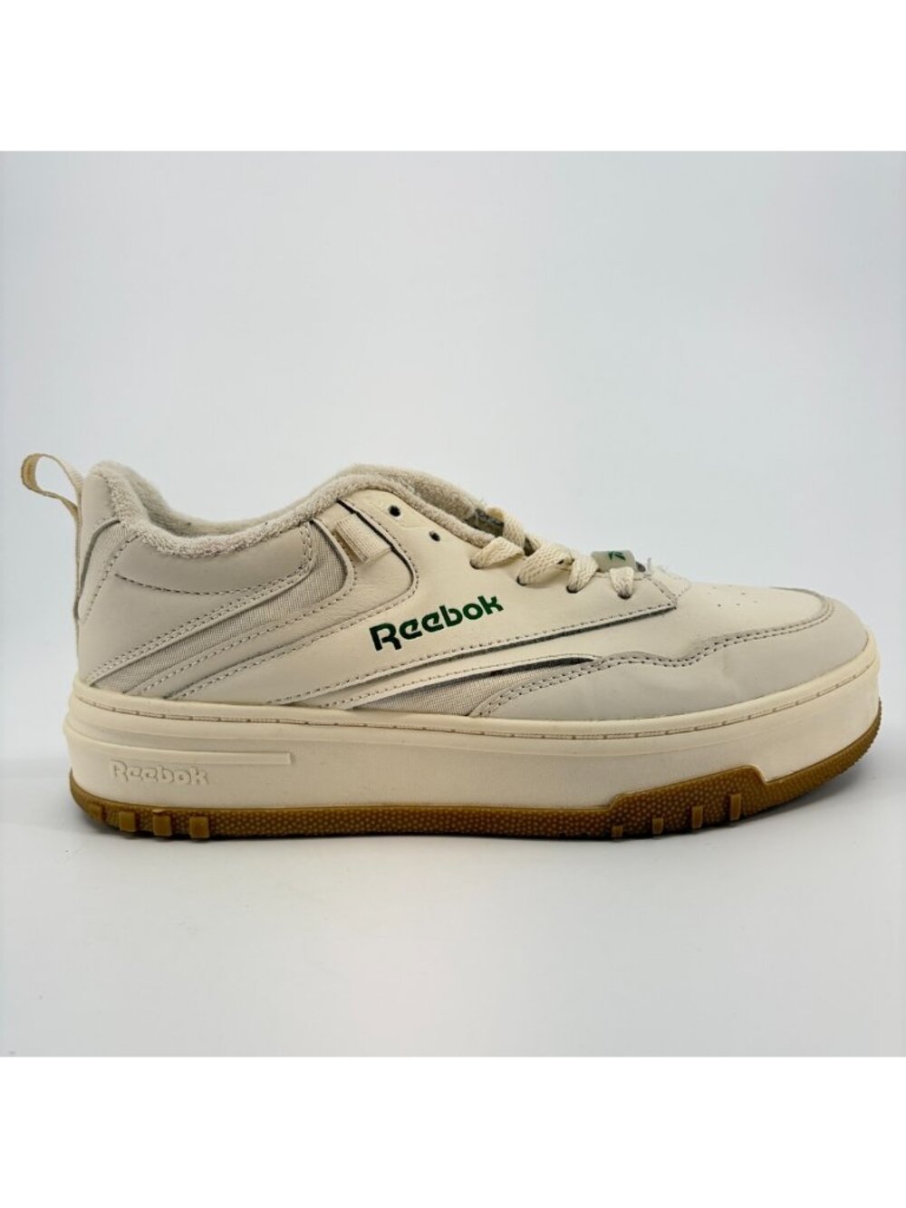 Reebok Club C Extra Platform Womens Size 8.5 Cream Gum Athletic Shoes Sneakers